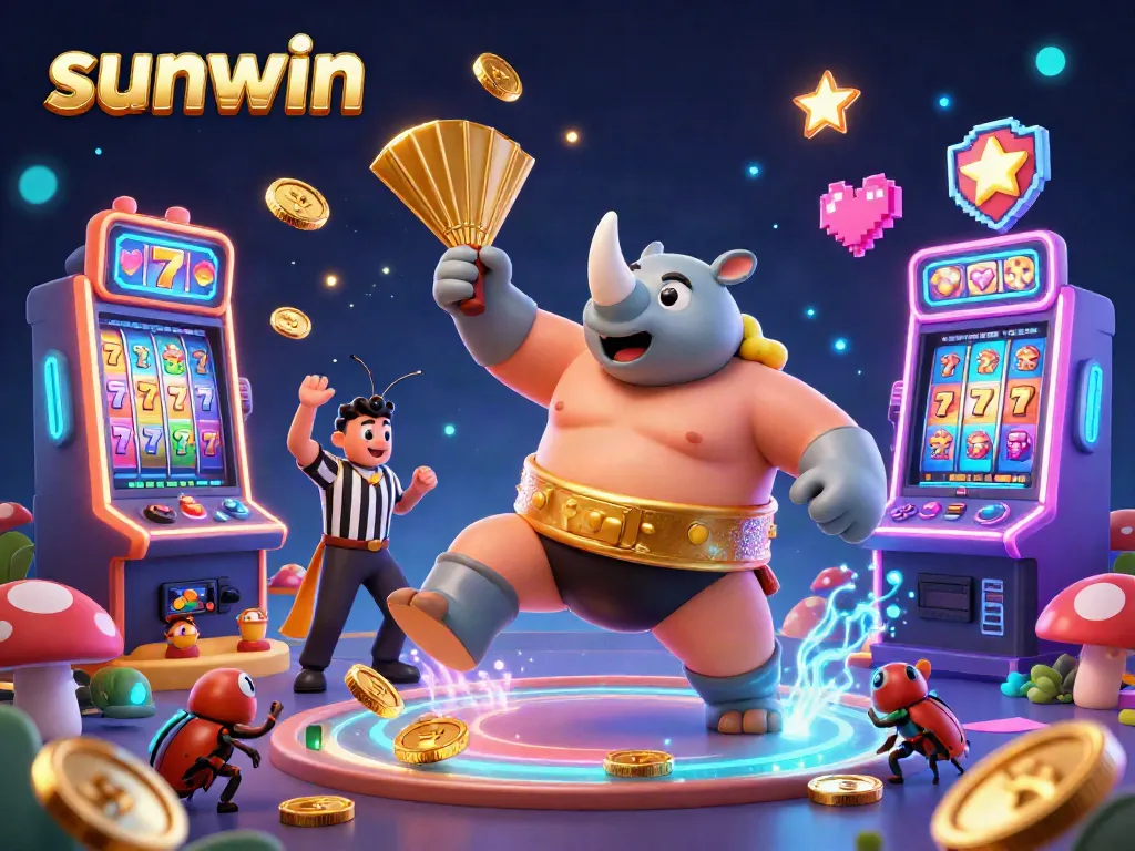 Join the winning action at sunwin with vibrant slot machines, golden coins, and exciting gameplay.