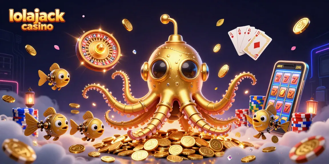 Experience thrilling gameplay with lolajack casino's golden kraken and riches in a vibrant scene.